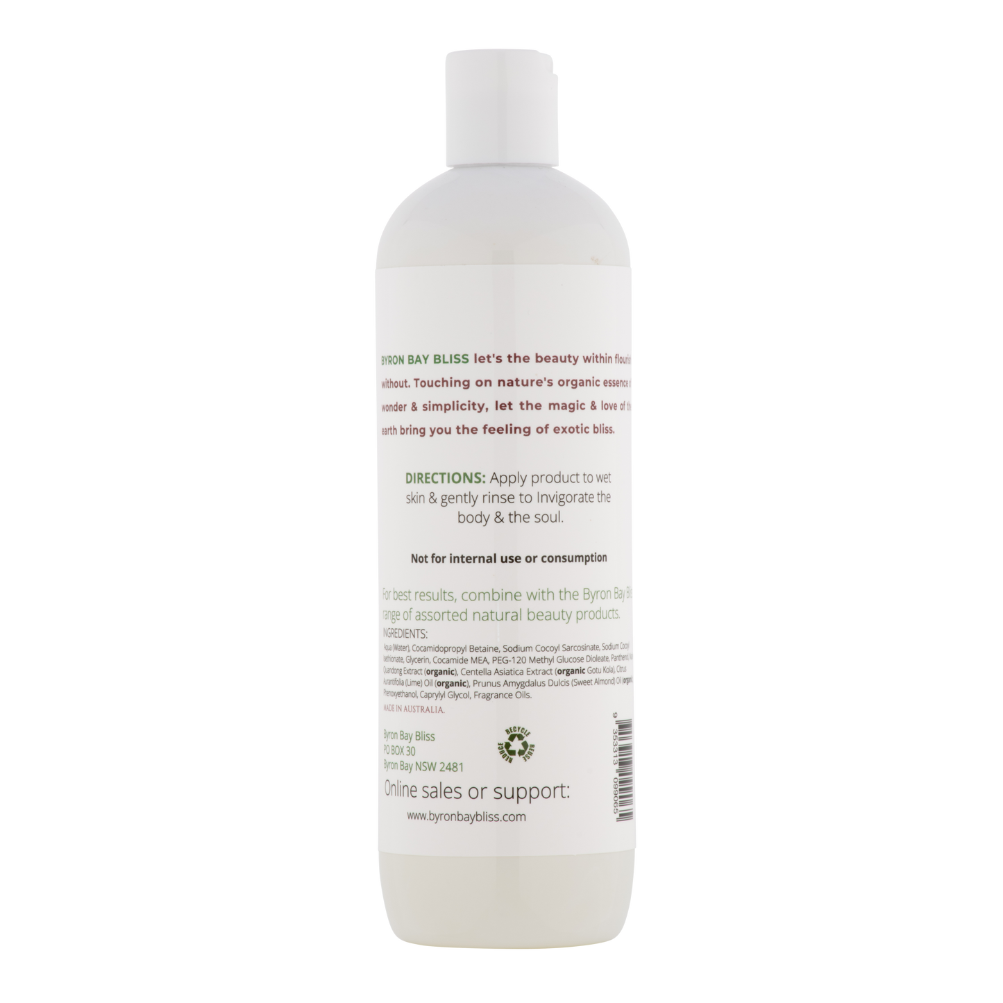 Springbrook Falls with Ginger and Lime extract Body Wash Byron Bay Bliss